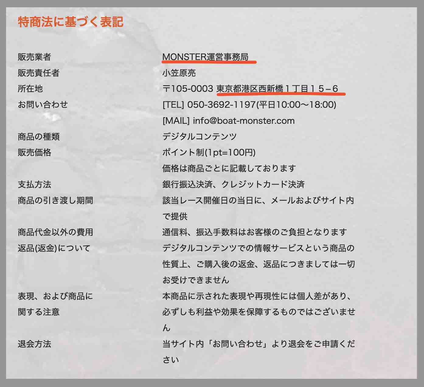 競艇モンスターという競艇予想サイトのの運営会社情報