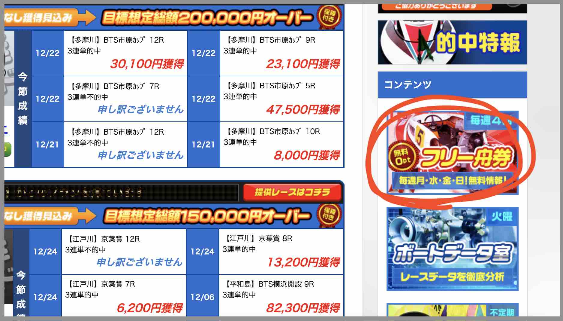 競艇ロードという競艇予想サイト(ボートレース予想サイト)の無料予想(無料情報)を確認する