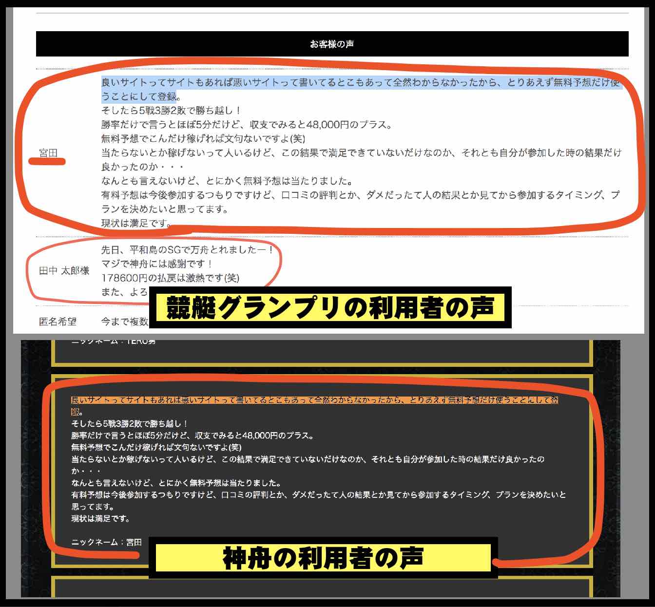 競艇グランプリという競艇予想サイトの利用者の声がおなじ