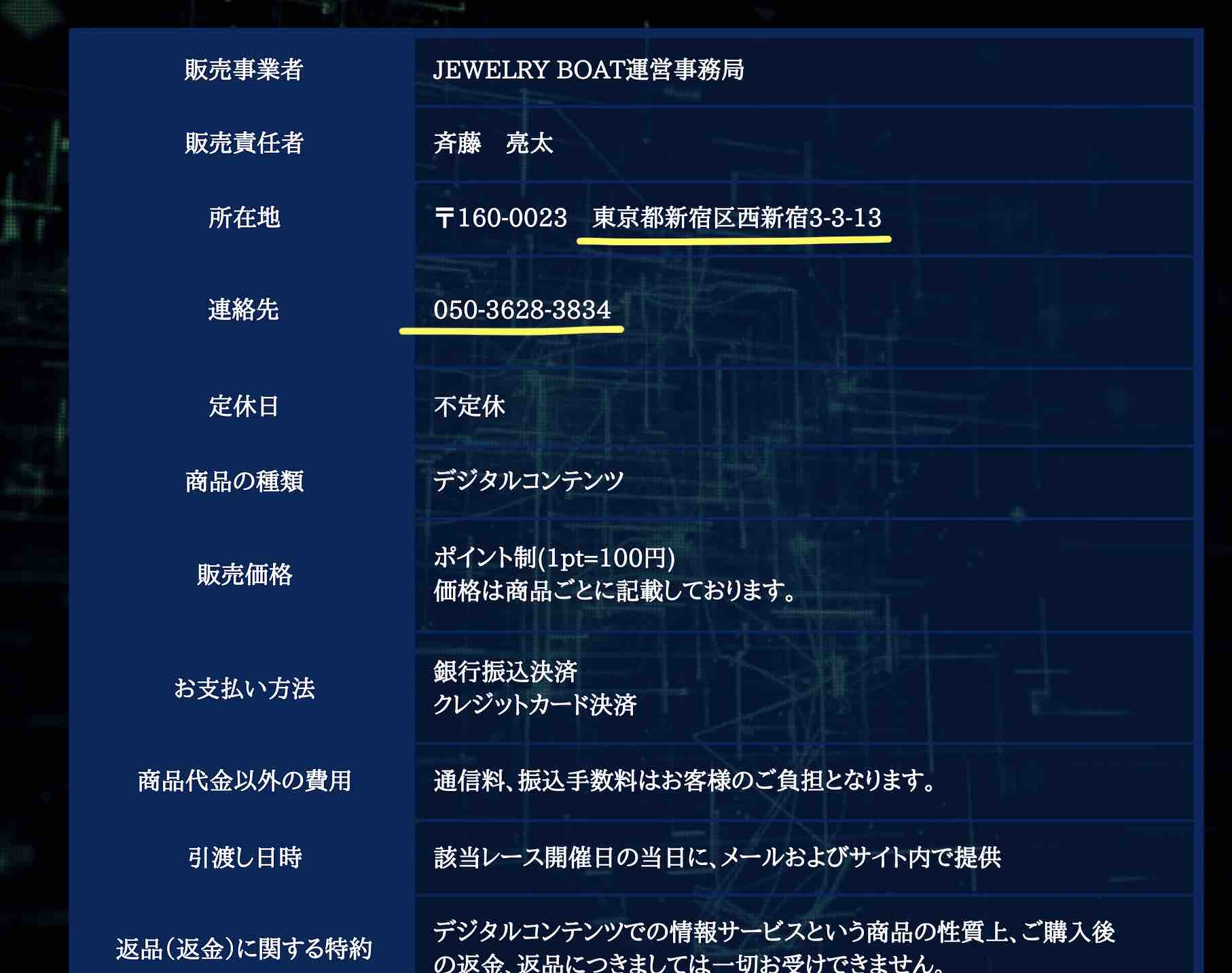 ジュエリーボートという競艇予想サイトのの運営会社情報