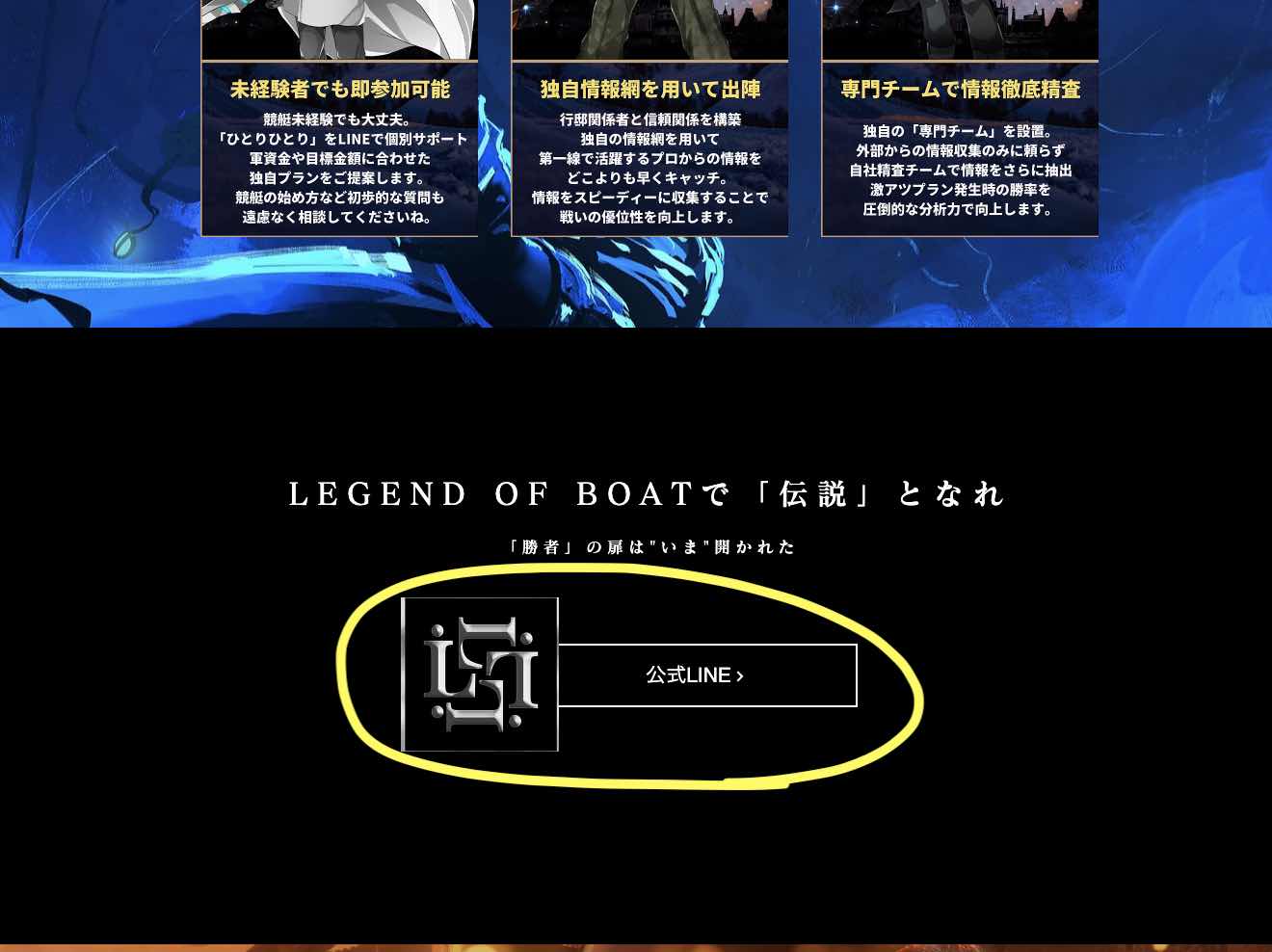 レジェンドオブボートという競艇予想サイトはLINE登録のみ