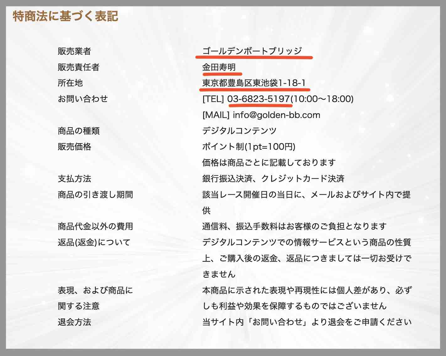 ゴールデンボートブリッジという競艇予想サイトの運営会社情報