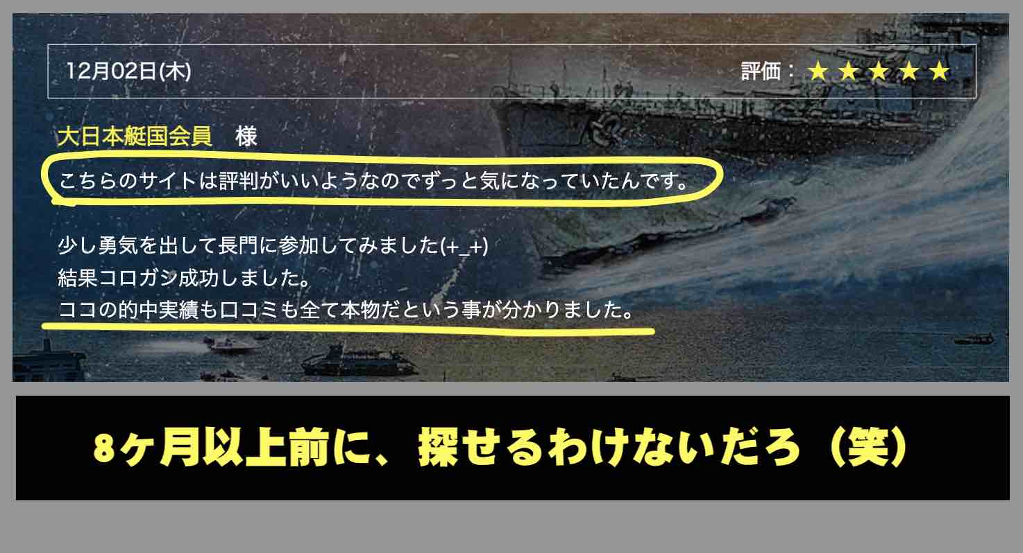 大日本艇国の「利用者の声」はウソ