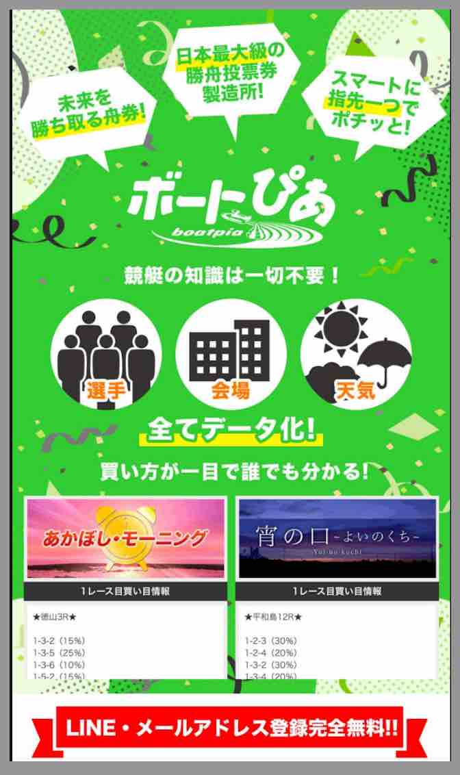 ボートぴあという競艇予想サイトの非会員TOP画像