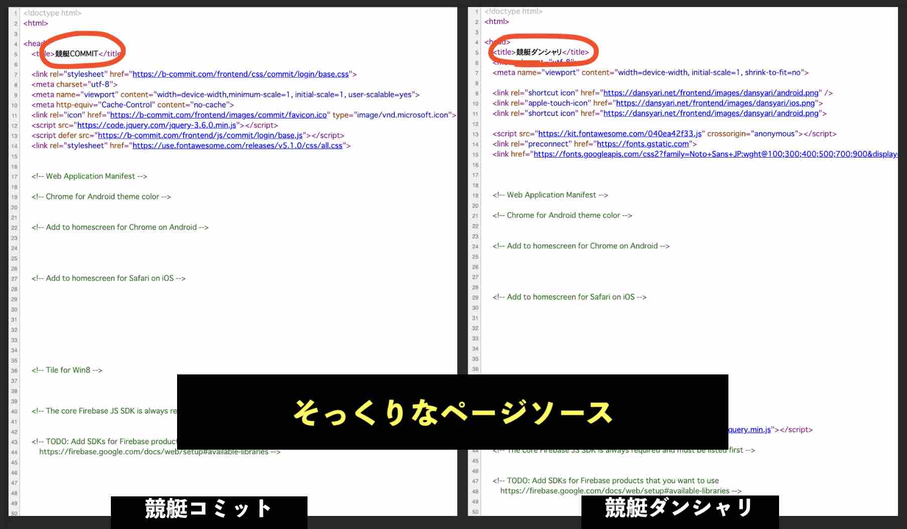 競艇コミットとページソースがそっくり