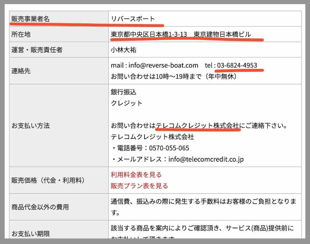 リバースボートという競艇予想サイトの運営会社情報