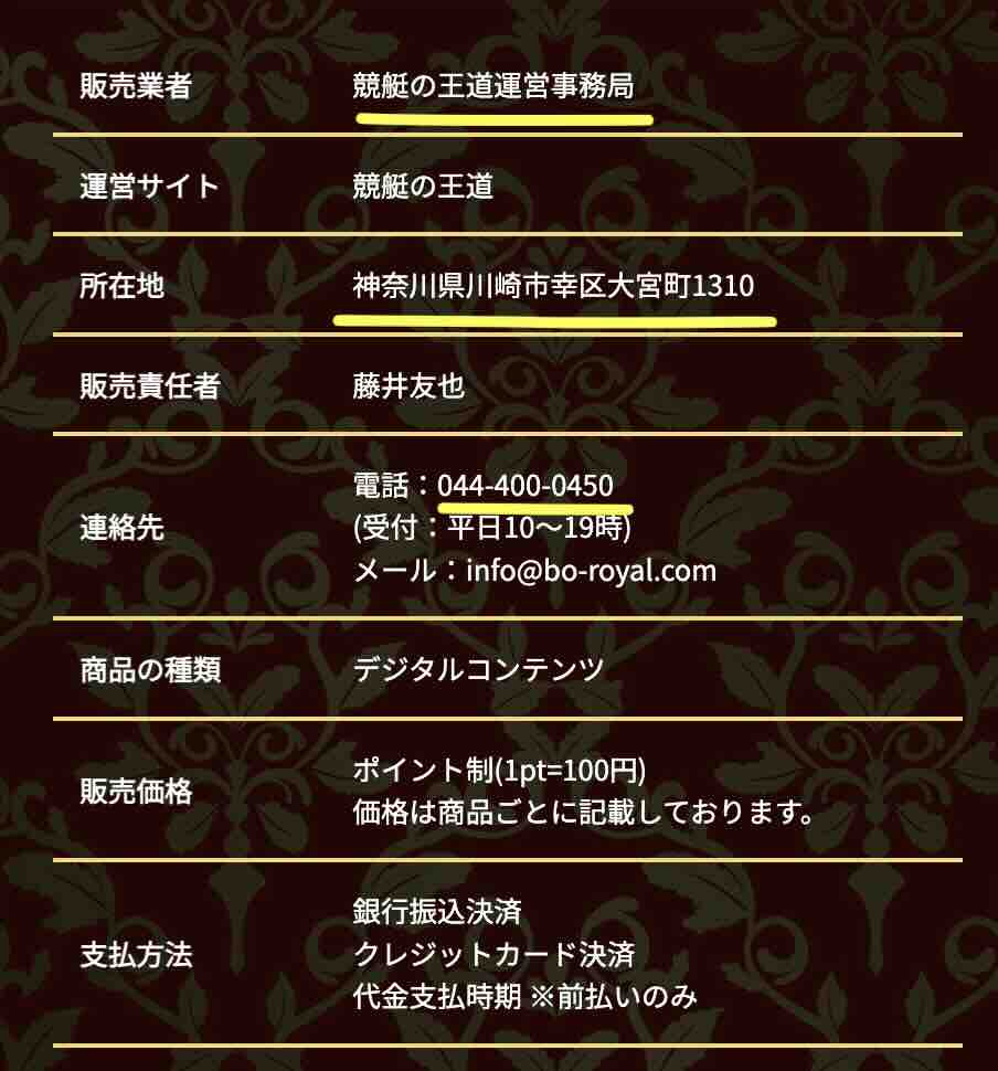 競艇の王道という競艇予想サイトの運営会社情報