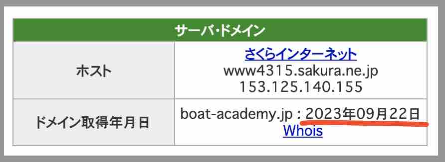 ボートアカデミーのIPアドレス