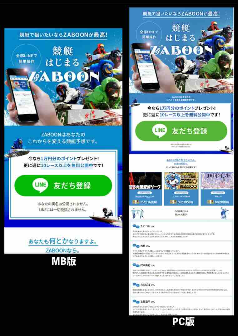 競艇ザブーン(ZABOON)という競艇予想サイトの非会員ページ