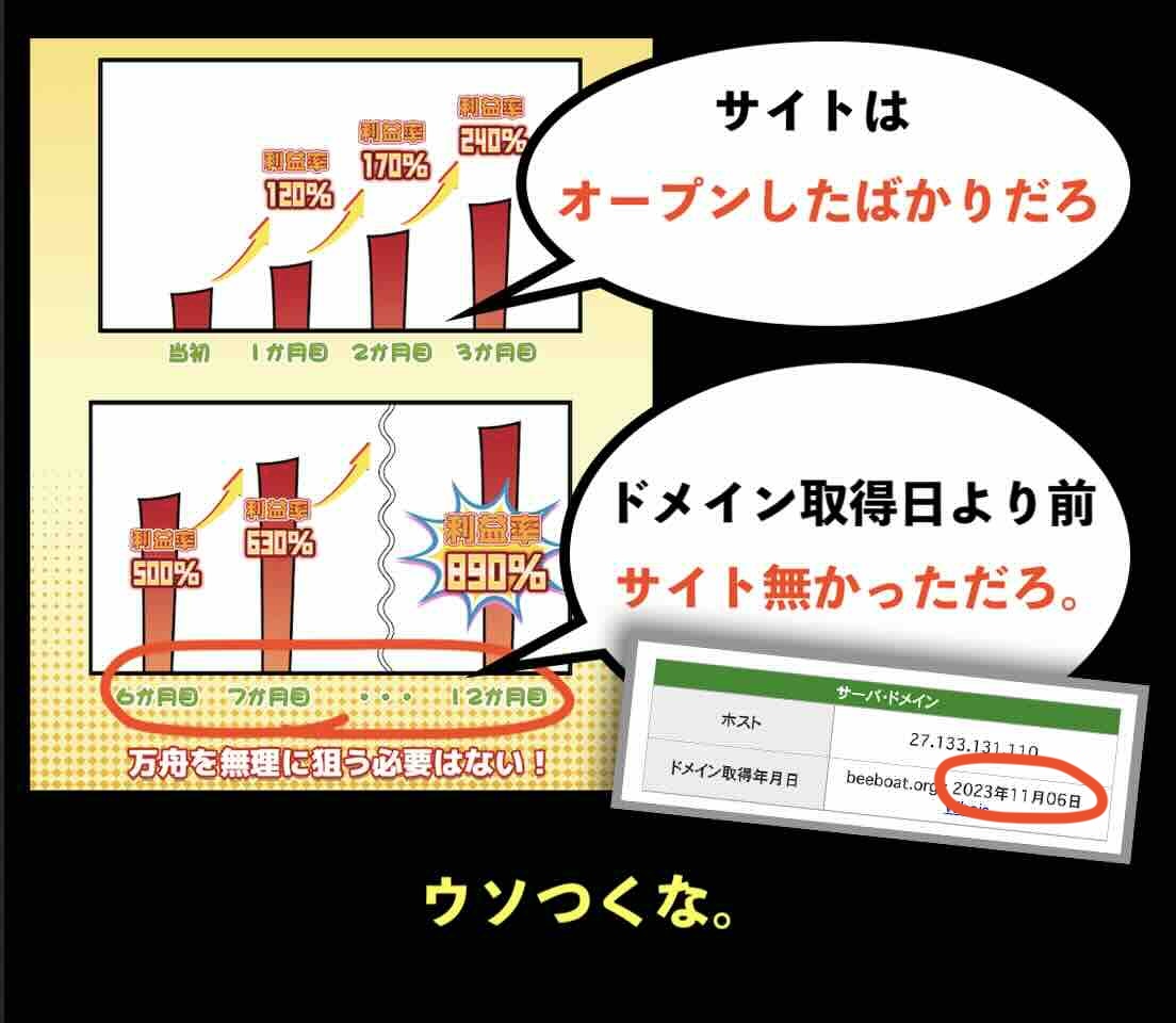 BEEBOAT(ビーボート)の虚言