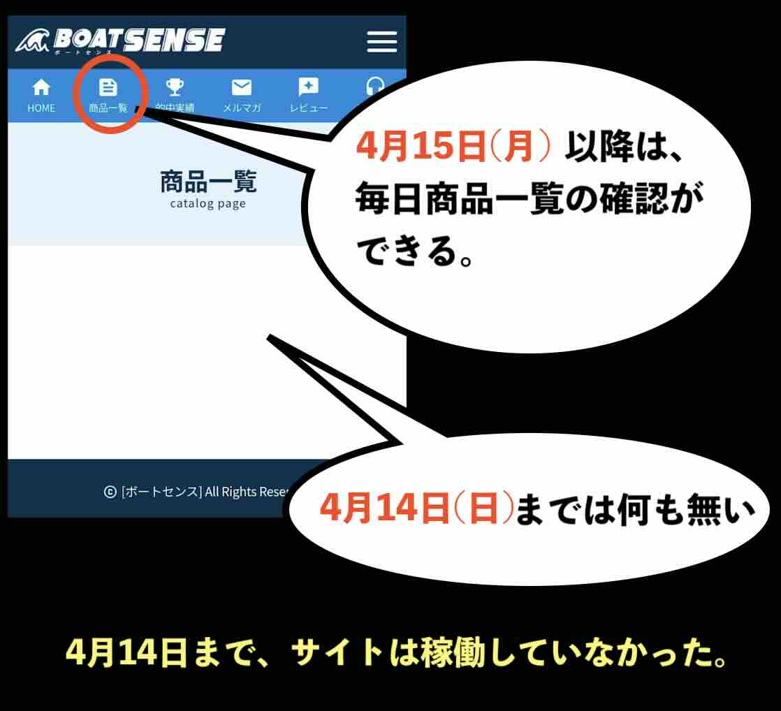 ボートセンスの有料コースは4月14日まで販売していなかった