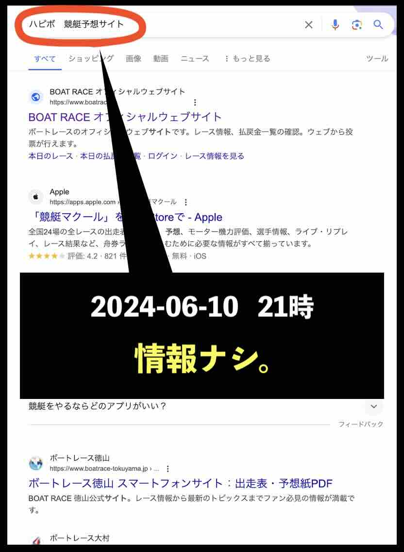 競艇予想サイト「ハピボ」の情報検索した結果
