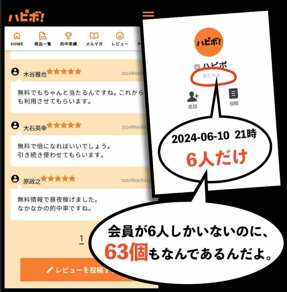 ハピボのレビューは捏造したもの
