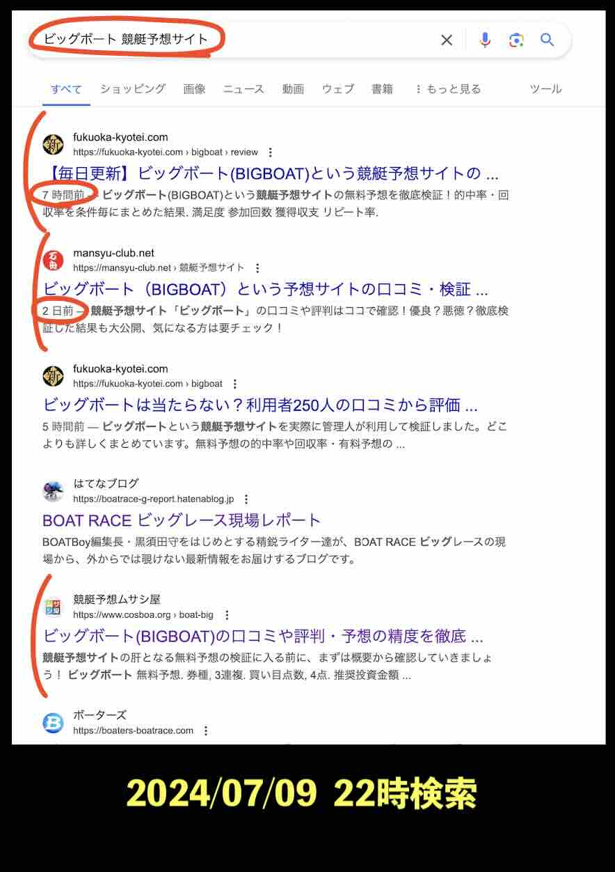 競艇予想サイト「ビッグボート」の情報検索した結果