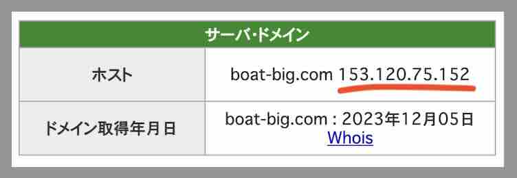 ビッグボートのIPアドレス