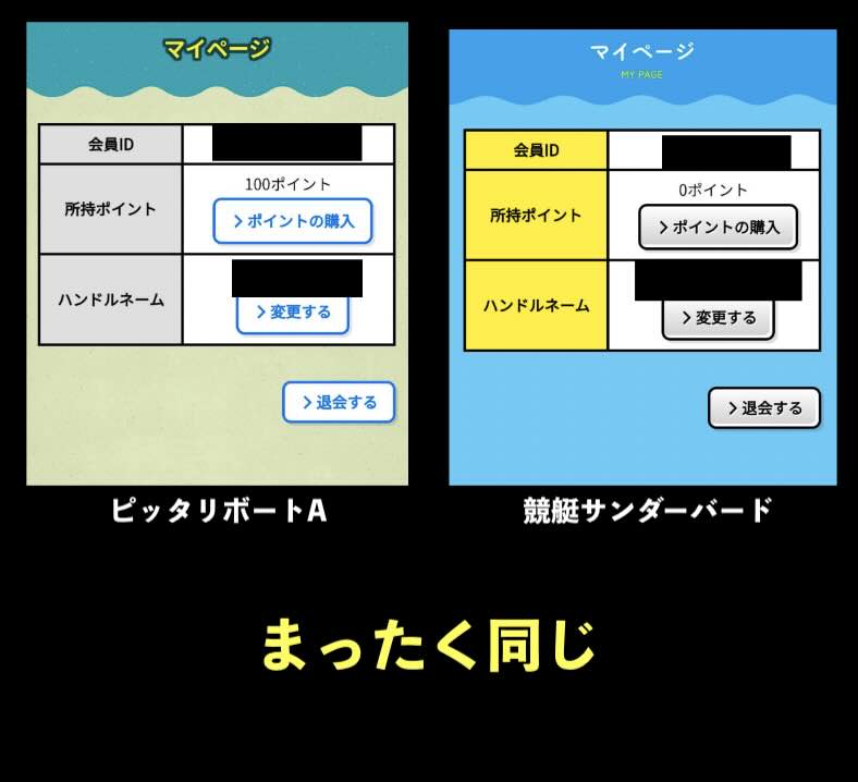 ポイント還元ページもまったく同じ