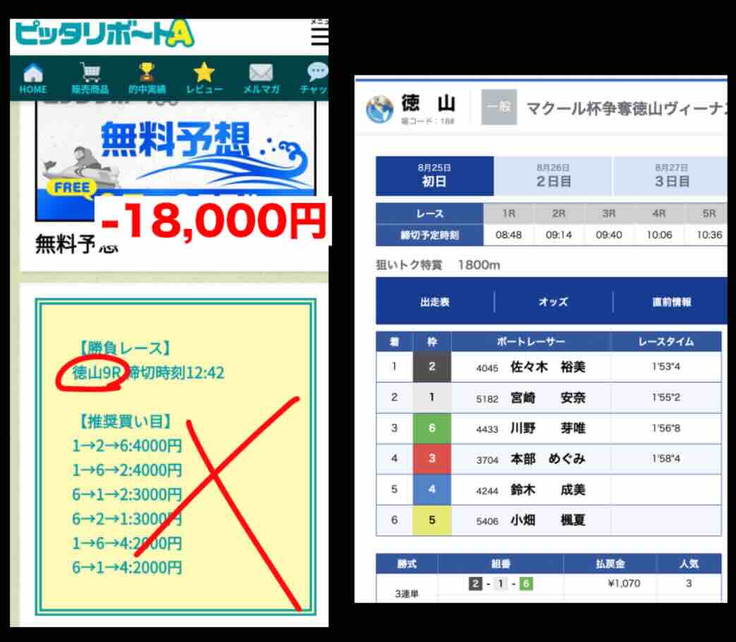 抜き打ちした買い目画像