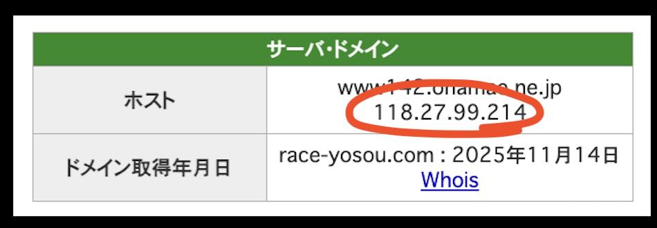 ボートファンタジーのIPアドレス