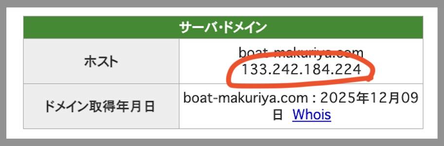 マクリ屋のIPアドレス