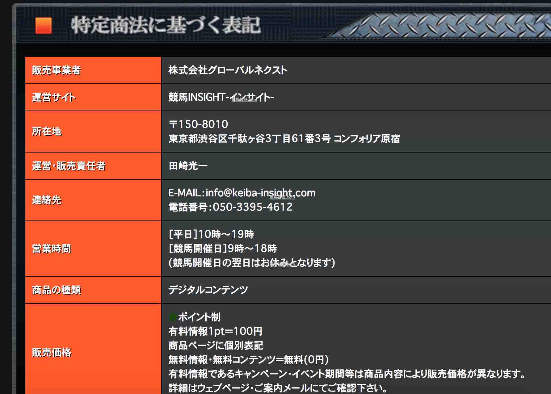 戦国ボートの運営社情報と競馬INSIGHTの運営社情報が同じ